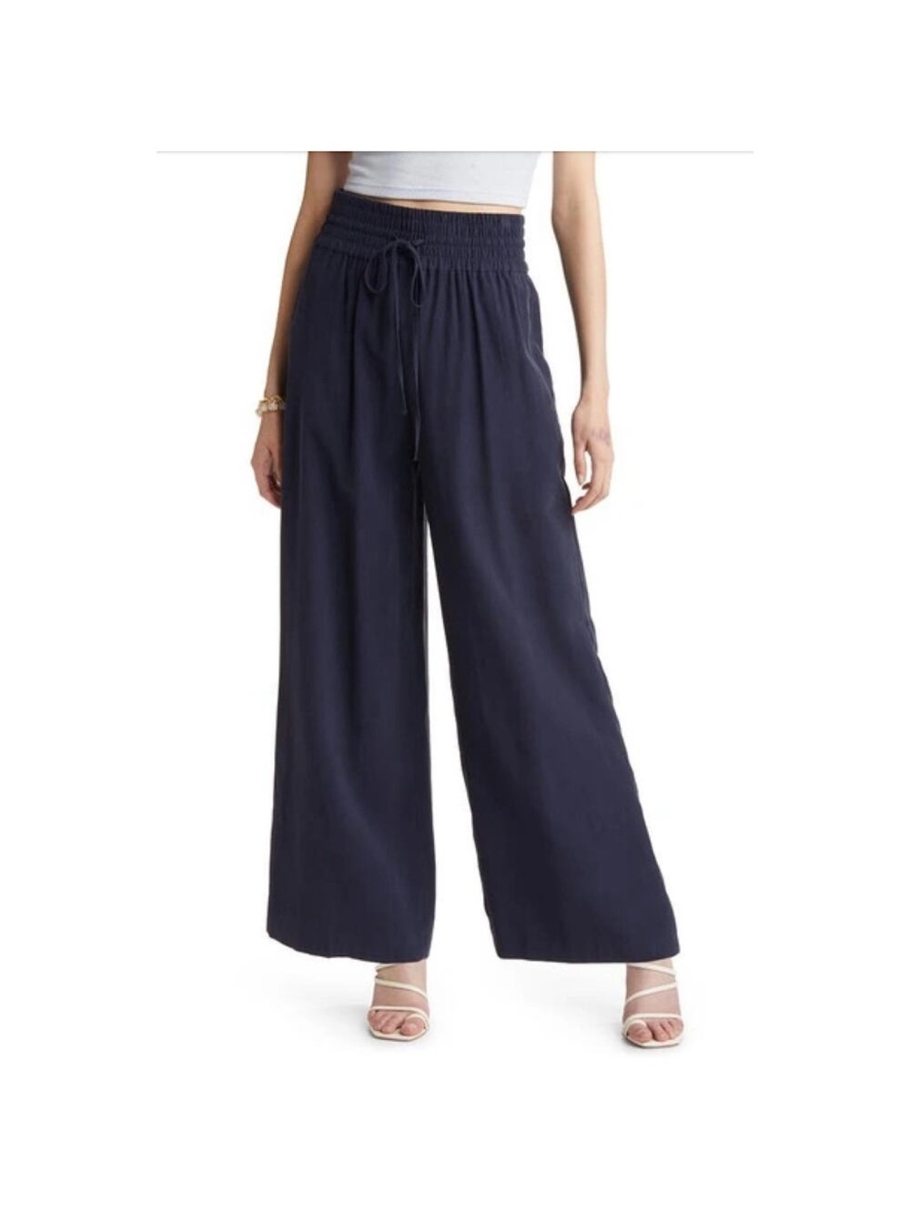 Open Edit Women’s Wide Leg Pull On Pants M Navy